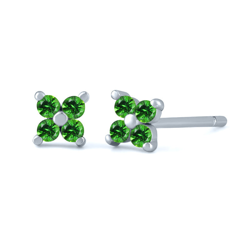 Micro-inlaid Colorful Zircon Earrings Simple