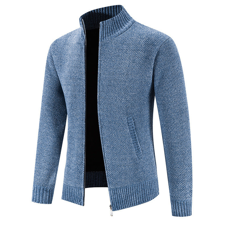 Velvet Sweater Zipper Cardigan Slim Jacket Coat