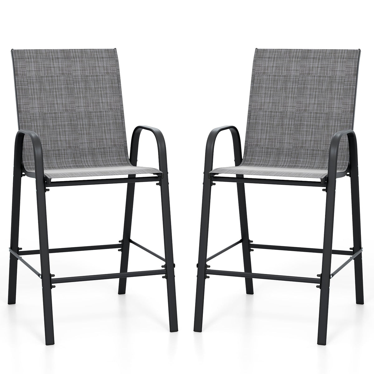 Outdoor Bar Stools Set of 2 29 Inch Fabric Bar Height Stools with Armrests