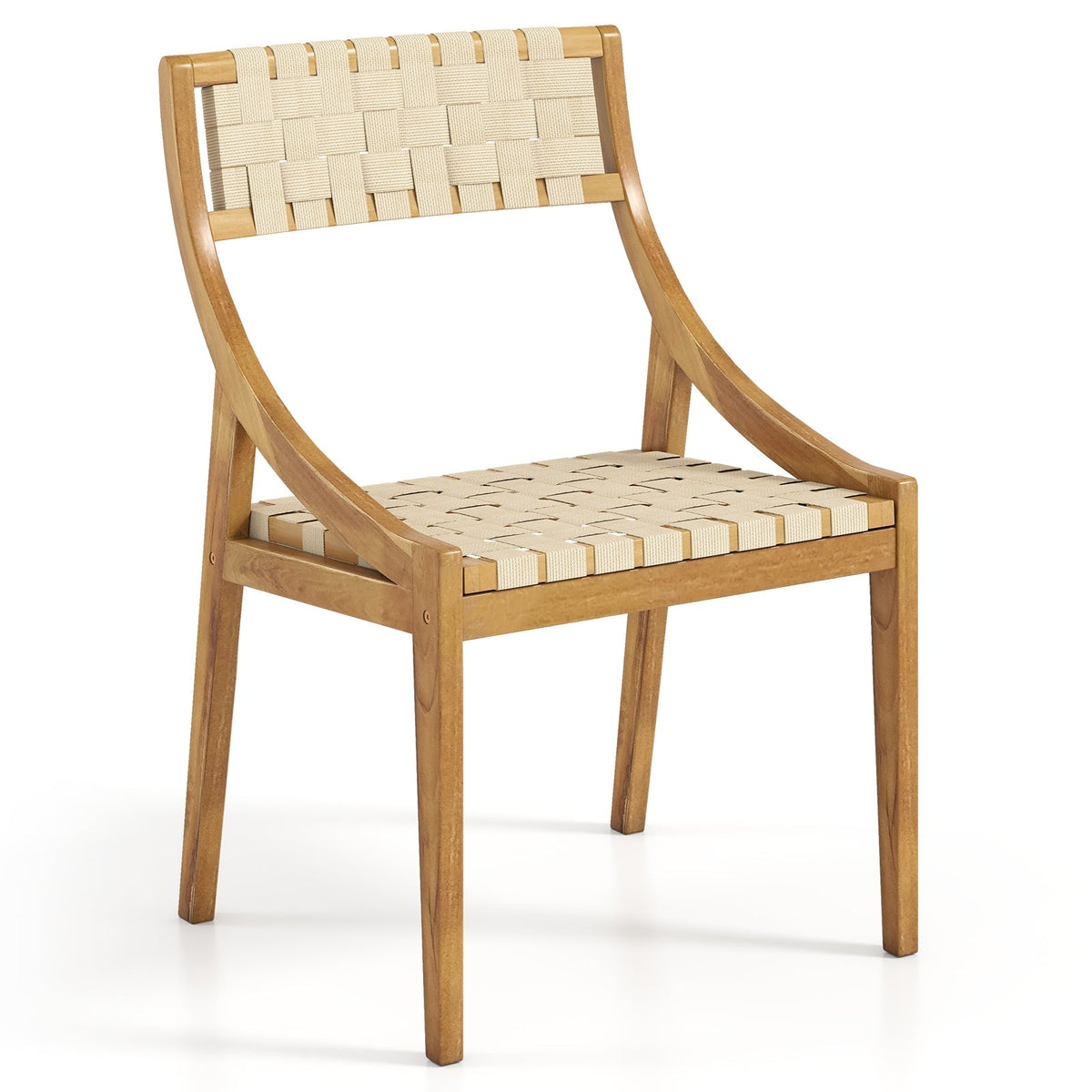 Teak Wood Outdoor Dining Chair with Webbing Seat