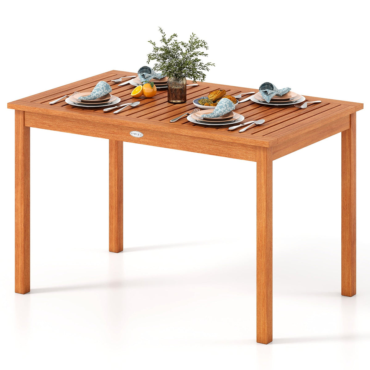 Outdoor Dining Table for 4-6 People 48 Inches Wood Rectangular Patio Table