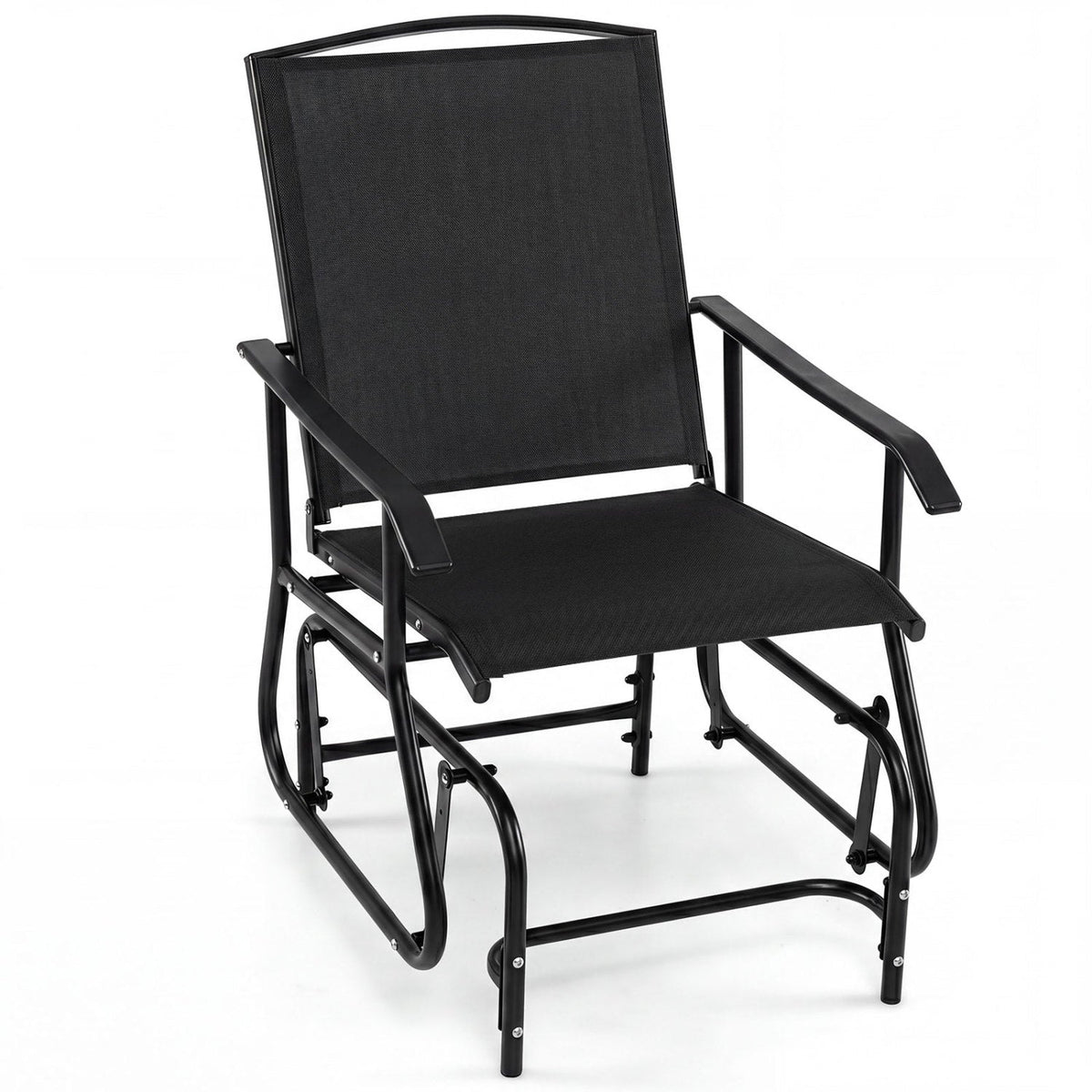 Outdoor Glider Chair with Metal Frame and Armrests