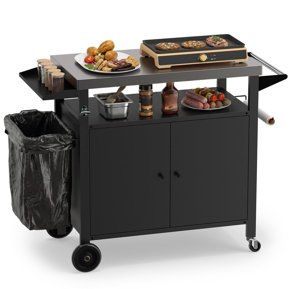 Outdoor Grill Cart with Stainless Steel Top & Storage Cabinet DirectDeals
