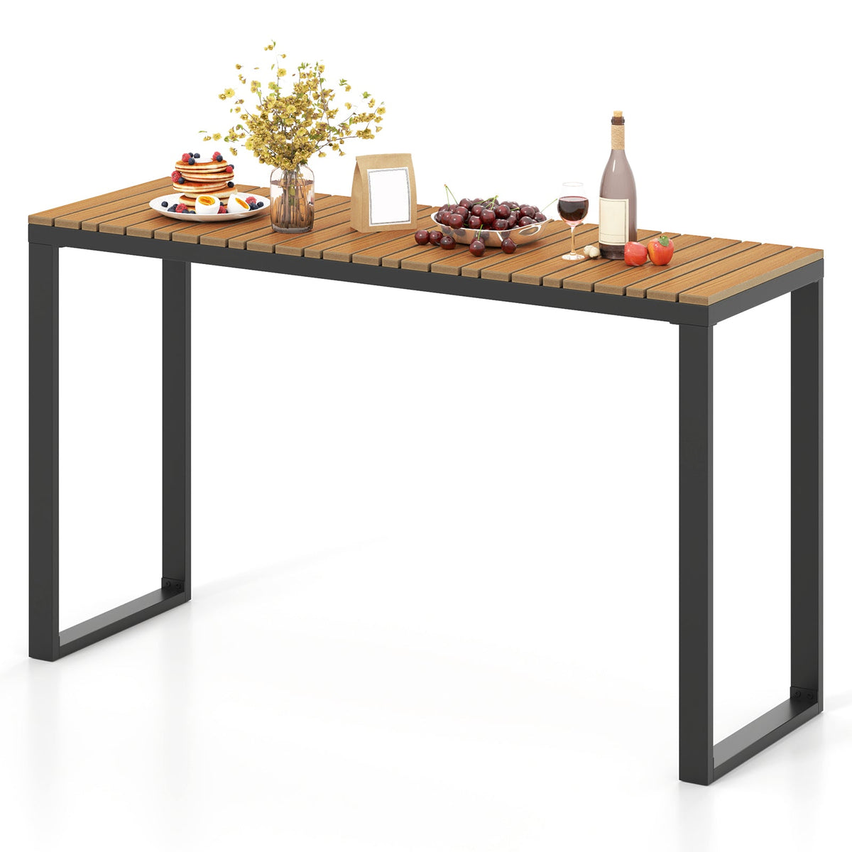Outdoor Rectangle Console Table with Long-Lasting WPC Tabletop