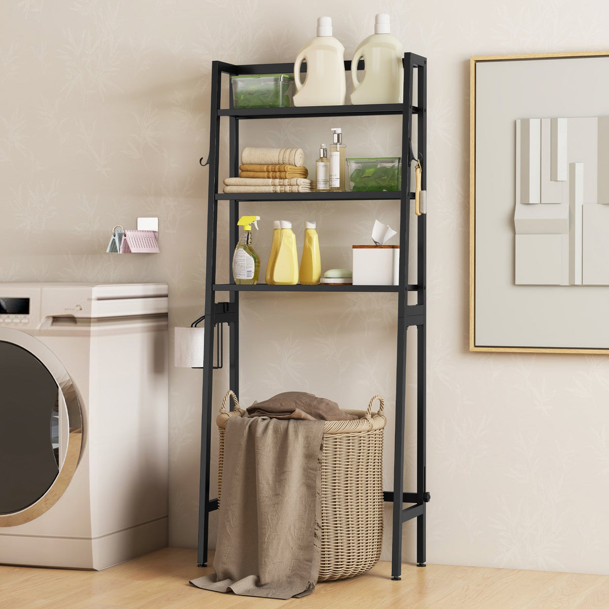3-Tier Over The Toilet Storage Shelf with Adjustable Bottom Bar DirectDeals