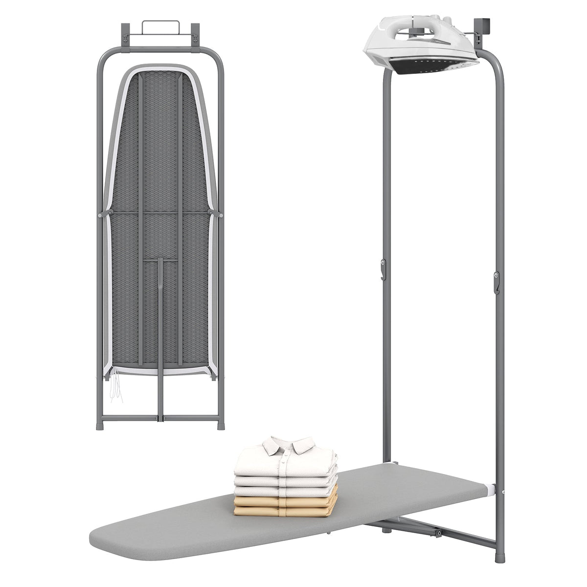 Over the Door Ironing Board Space-Saving Metal Hanging Ironing Board-Gray DirectDeals