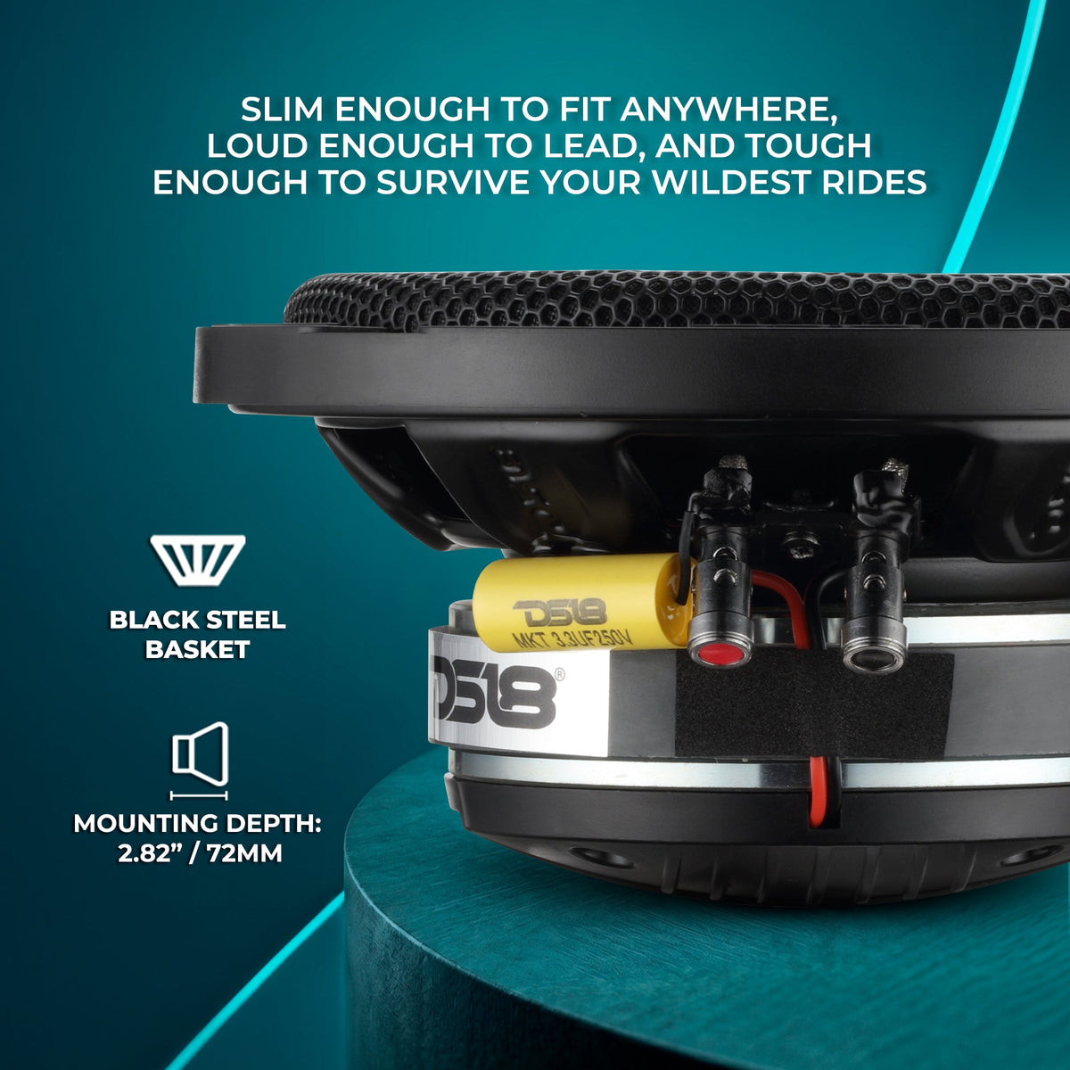 PRO 6.5" Shallow Coaxial Hybrid Mid-Range Loudspeaker with Built-in Driver | 150W RMS 8-Ohm DS18