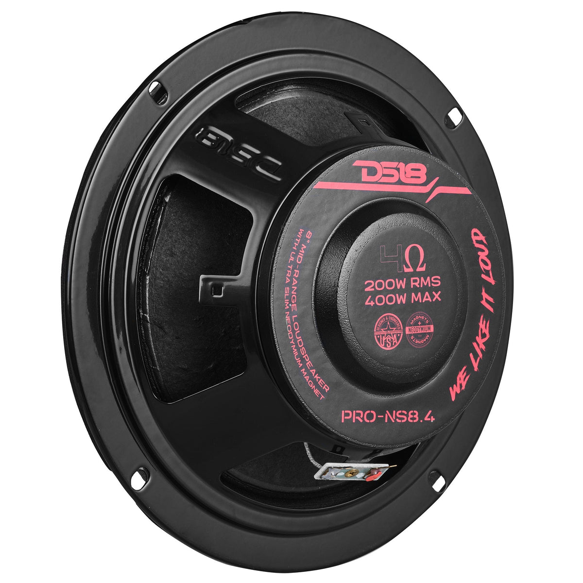 PRO 8" Shallow Neodymium Full-Range Loudspeaker 200 Watts Rms 4-Ohm DS18