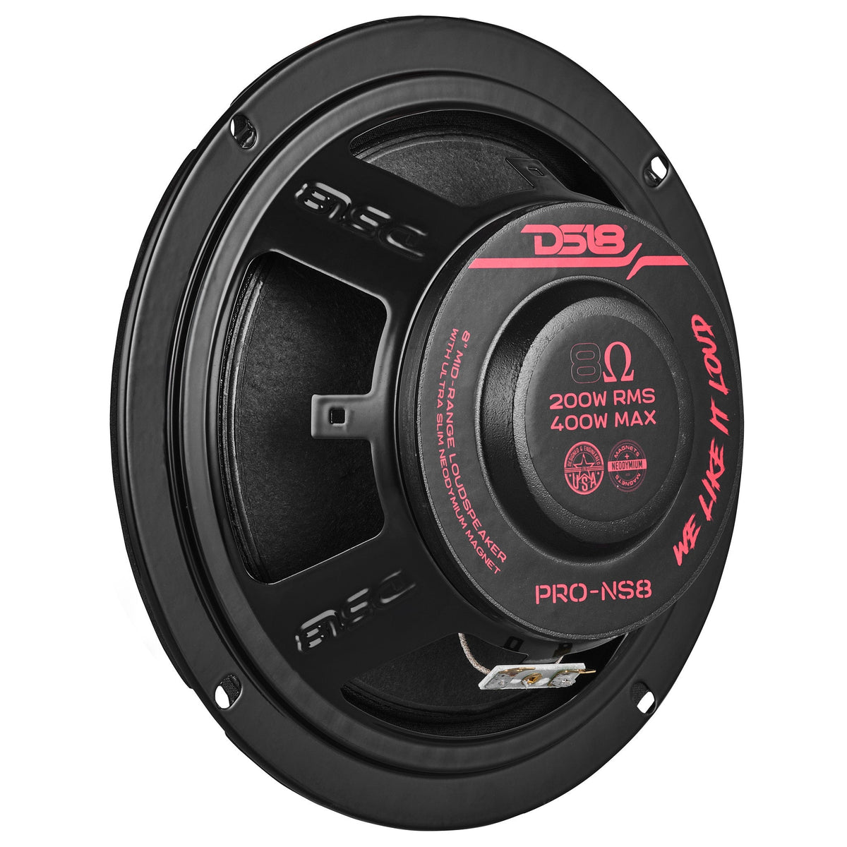 PRO 8" Shallow Neodymium Full-Range Loudspeaker 200 Watts Rms 8-Ohm DS18