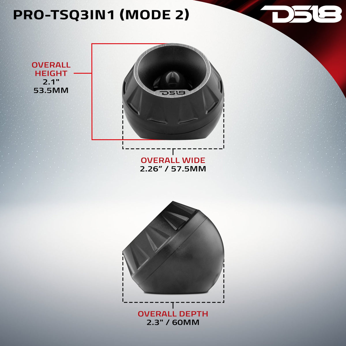 3" Surface/Flush/Angle High Compression Neodymium Super Bullet Tweeter 100 Watts 1" Aluminum 4-Ohm Vc DS18