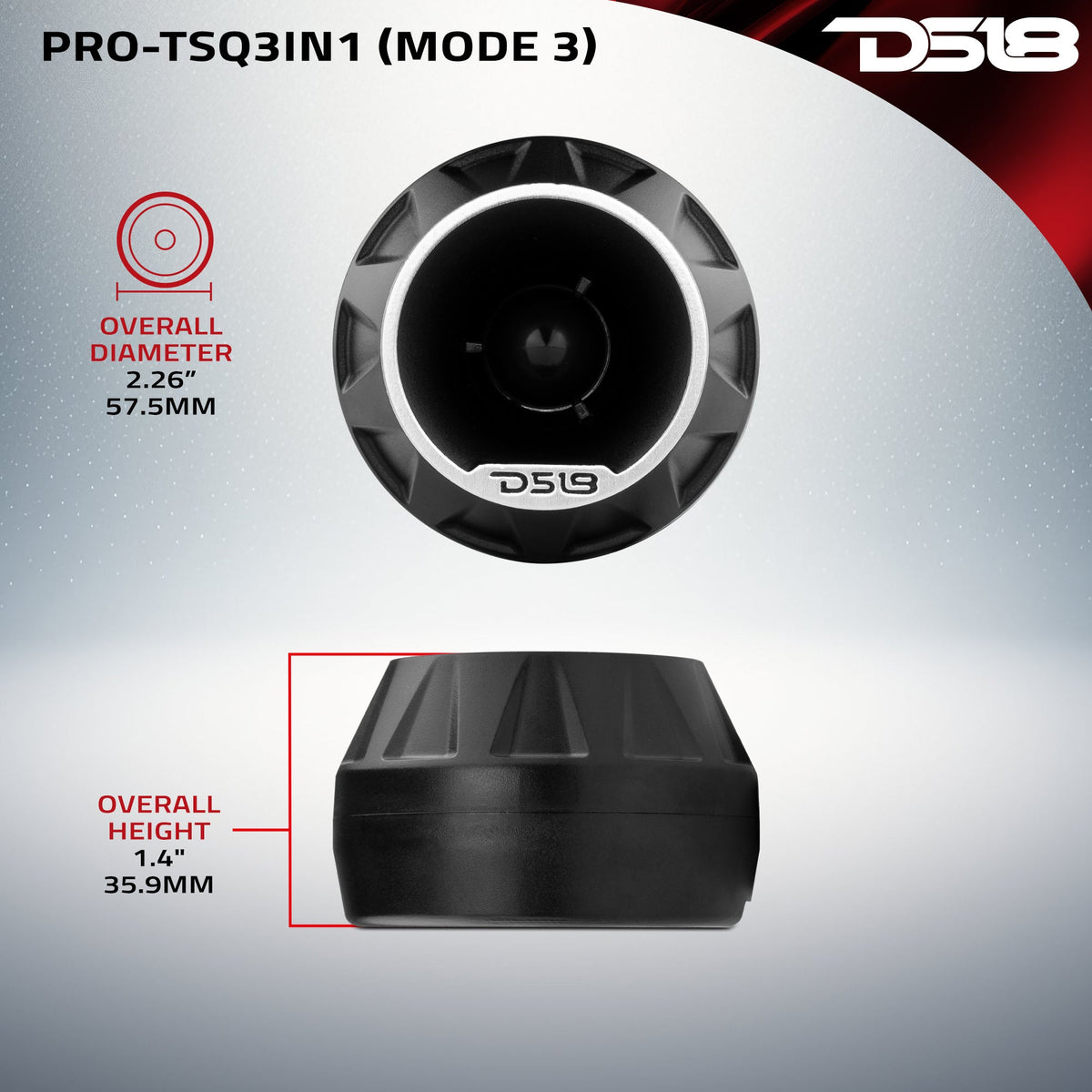 3" Surface/Flush/Angle High Compression Neodymium Super Bullet Tweeter 100 Watts 1" Aluminum 4-Ohm Vc DS18