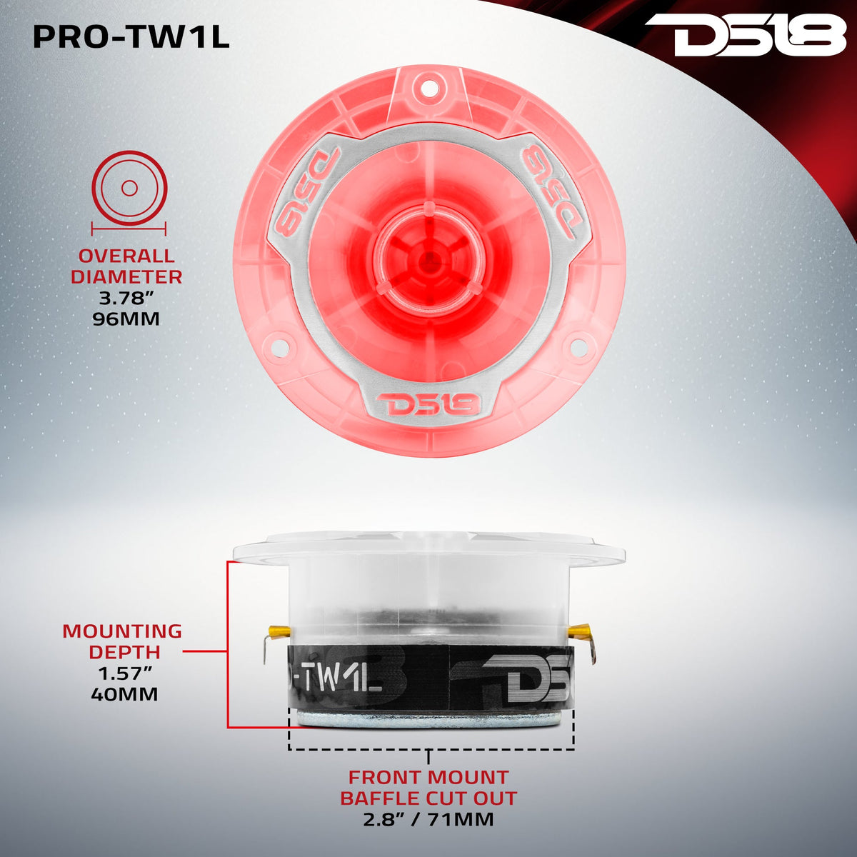 3.8" Super Bullet Tweeter with 1" Aluminum Voice Coil with RGB LED Lights DS18