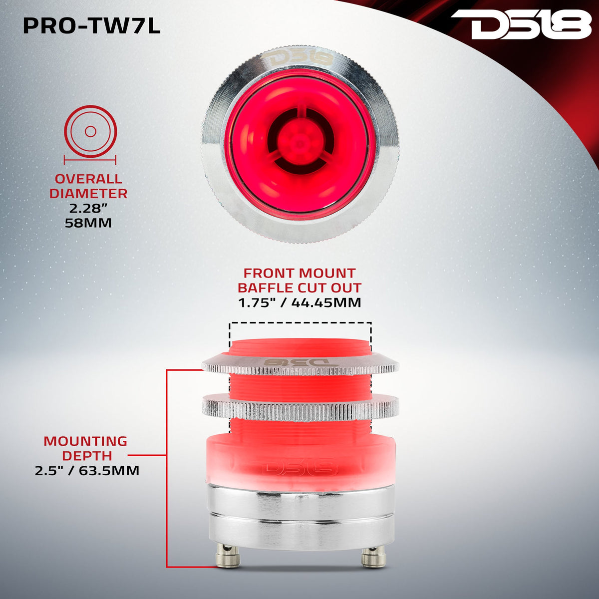 2.3" Neodymium Super Bullet Tweeter 1" Titanium Voice Coil with RGB LED Lights DS18