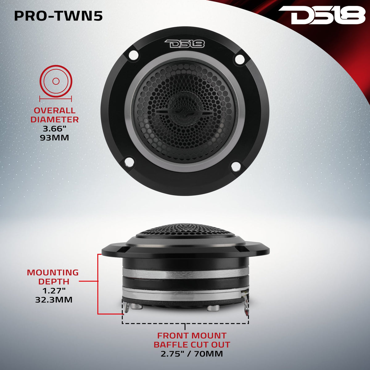 3.6" High Compression Neodymium Hybrid Driver/Tweeter 200 Watts 1.5 " Pen 4-Ohm Vc DS18