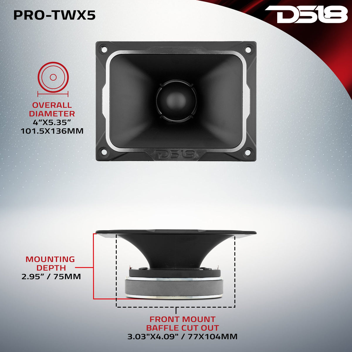 4 x 5.35" Super Bullet Tweeter 250 Watts 1.5" Aluminum 4-Ohm Vc DS18