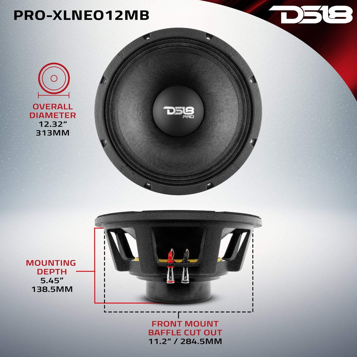 PRO 12" Neodymium Mid-Bass Loudspeaker 1000 Watts Rms 8-Ohm DS18