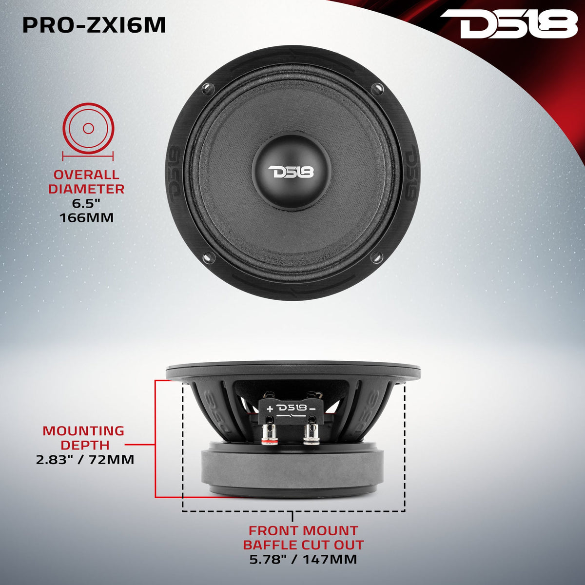 PRO-ZXI 8" Mid-Range Loudspeaker With Neodymium/Ferrite Magnets 350 Watts Rms 8-Ohm DS18