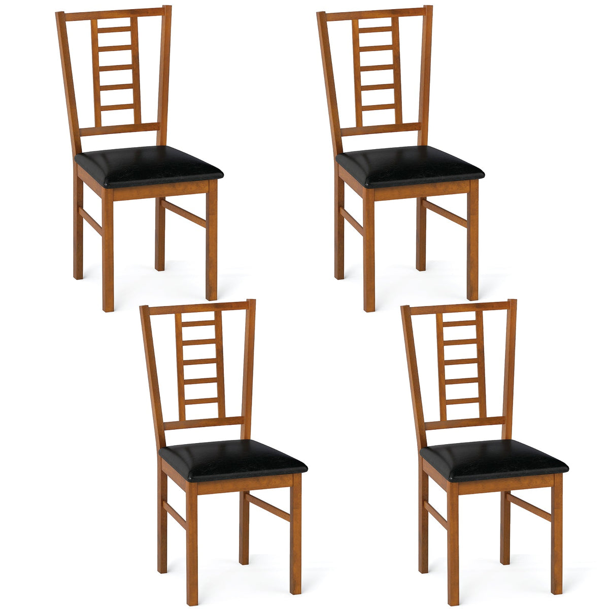 PU Leather Upholstered Wood Dining Chairs Set of 4