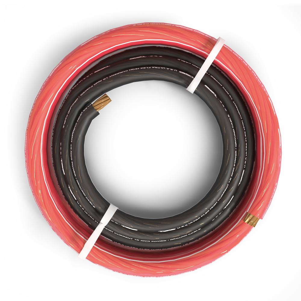 0-GA Ultra Flex CCA Ground Power Cable 5 Ft Black and 20 Ft Red Kit DS18