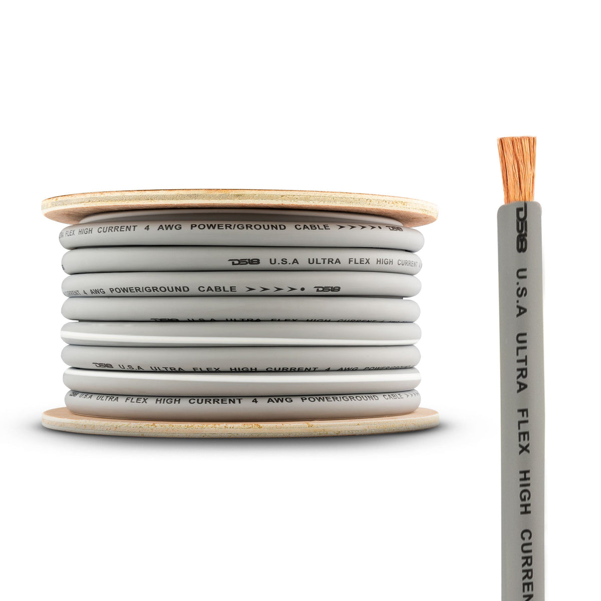 4-GA 100% OFC Ground, Power Cable, 50 Feet -Silver DS18