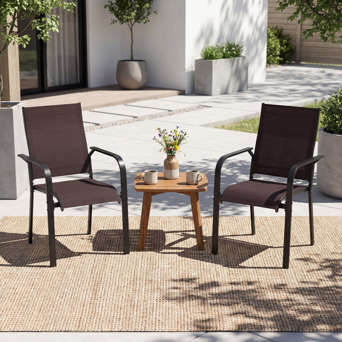 Patio Dining Chairs Set of 2/4/6 Stackable Outdoor Armchairs
