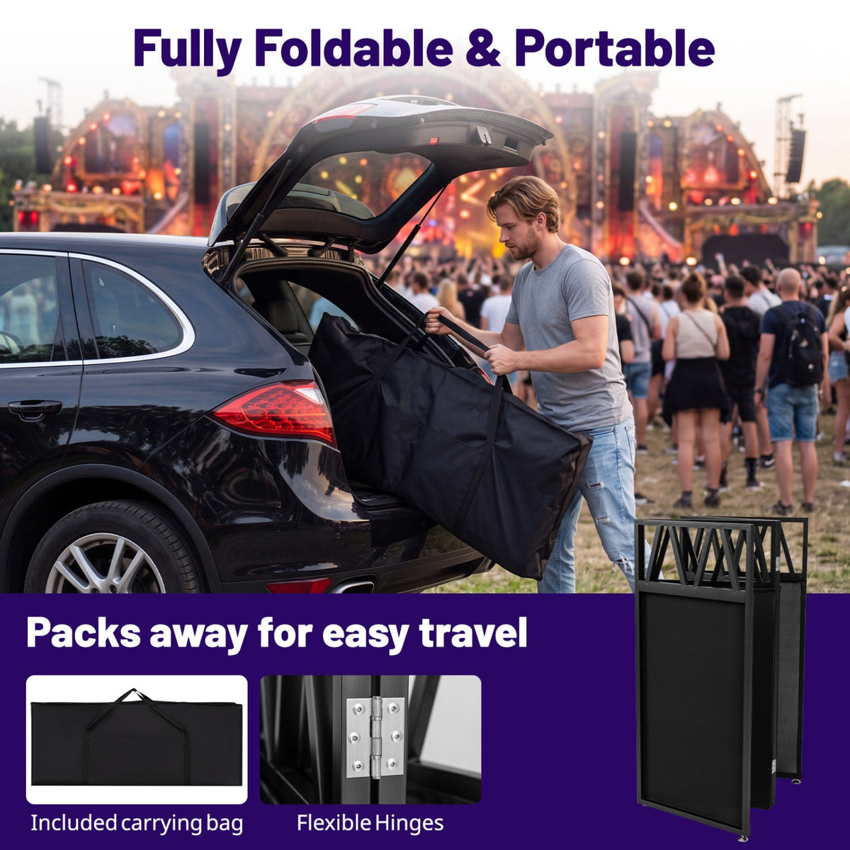 Portable DJ Booth with Black Scrims and Carrying Bag DirectDeals