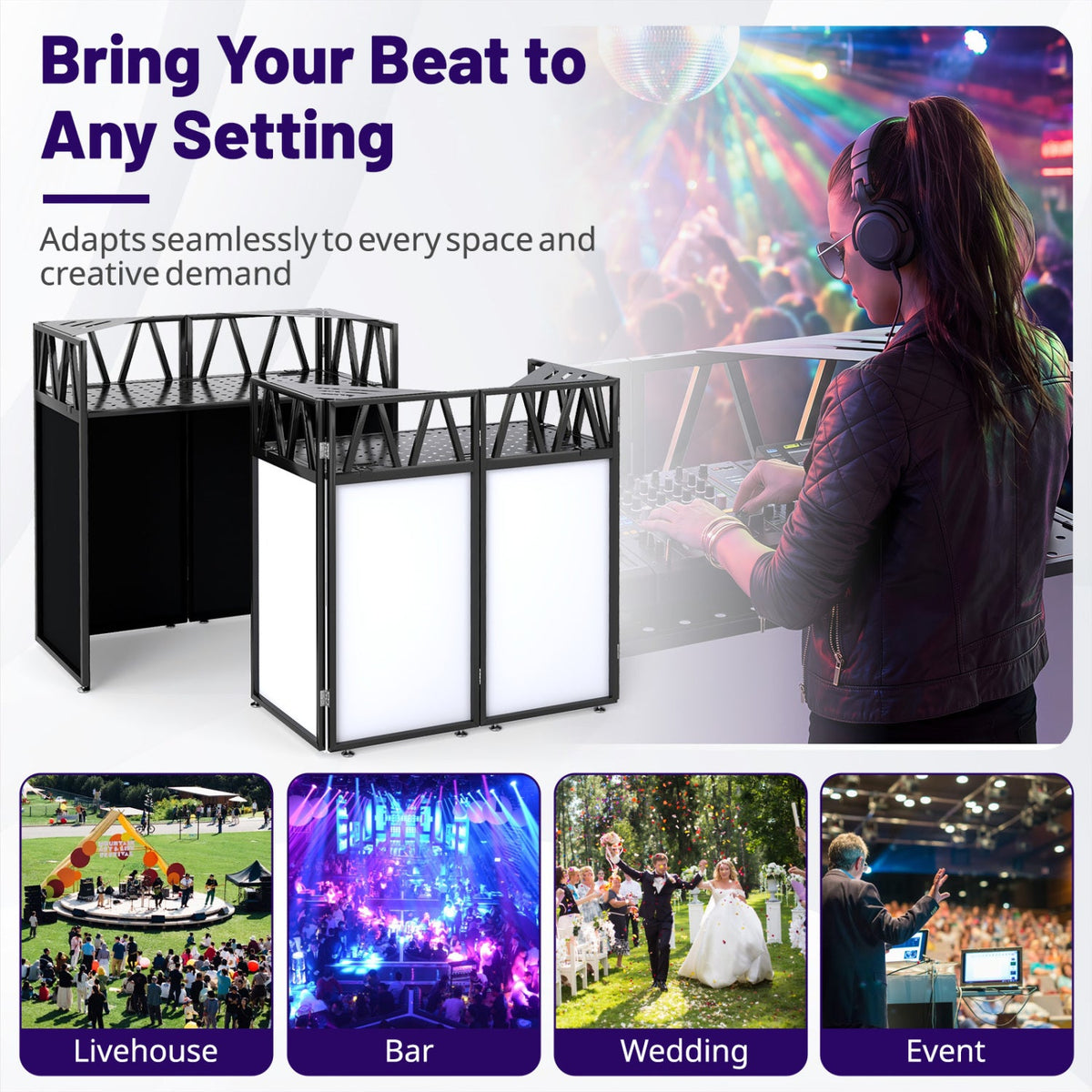 Portable DJ Booth with Black Scrims and Carrying Bag DirectDeals