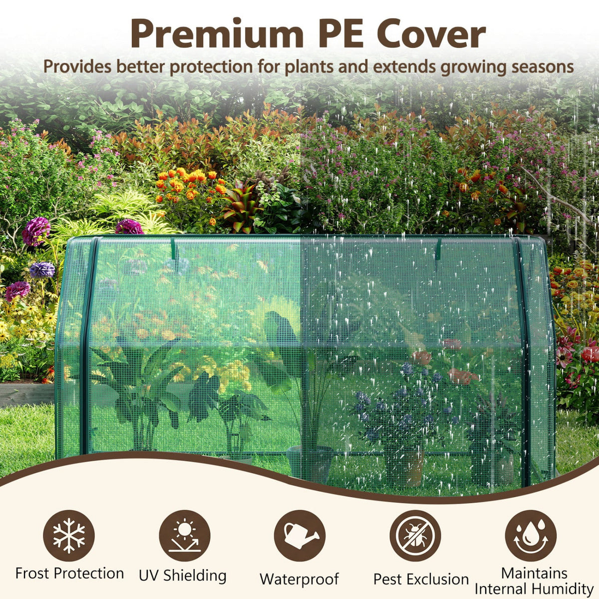 Portable Mini Greenhouse with PE Cover and Roll-Up Door DirectDeals