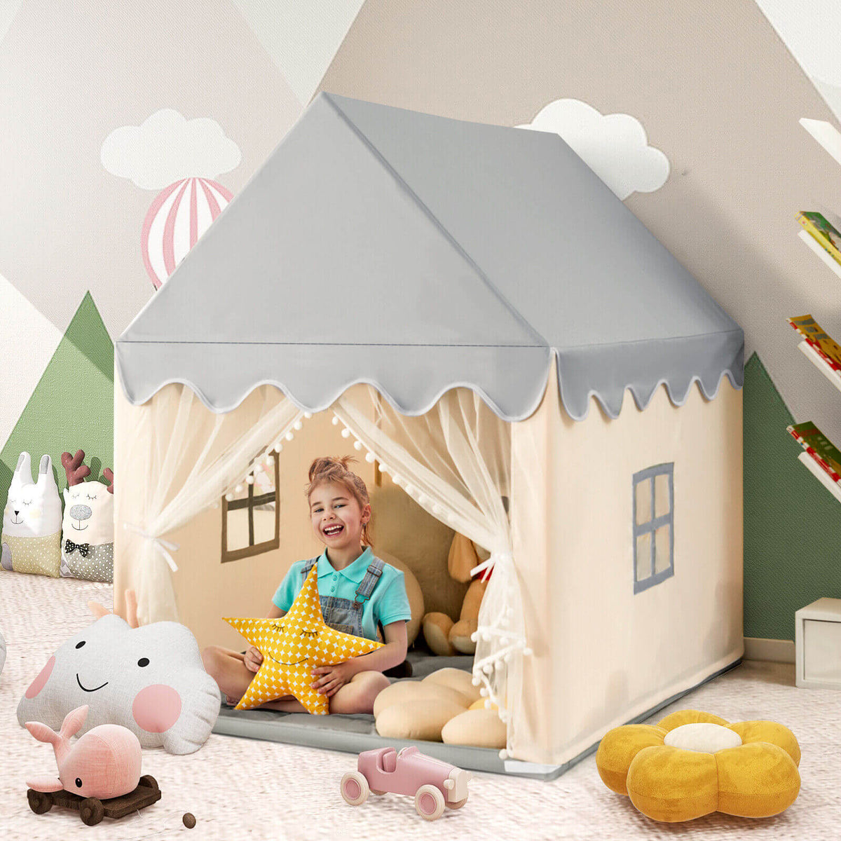 Kids Large Play Castle Fairy Tent with Mat