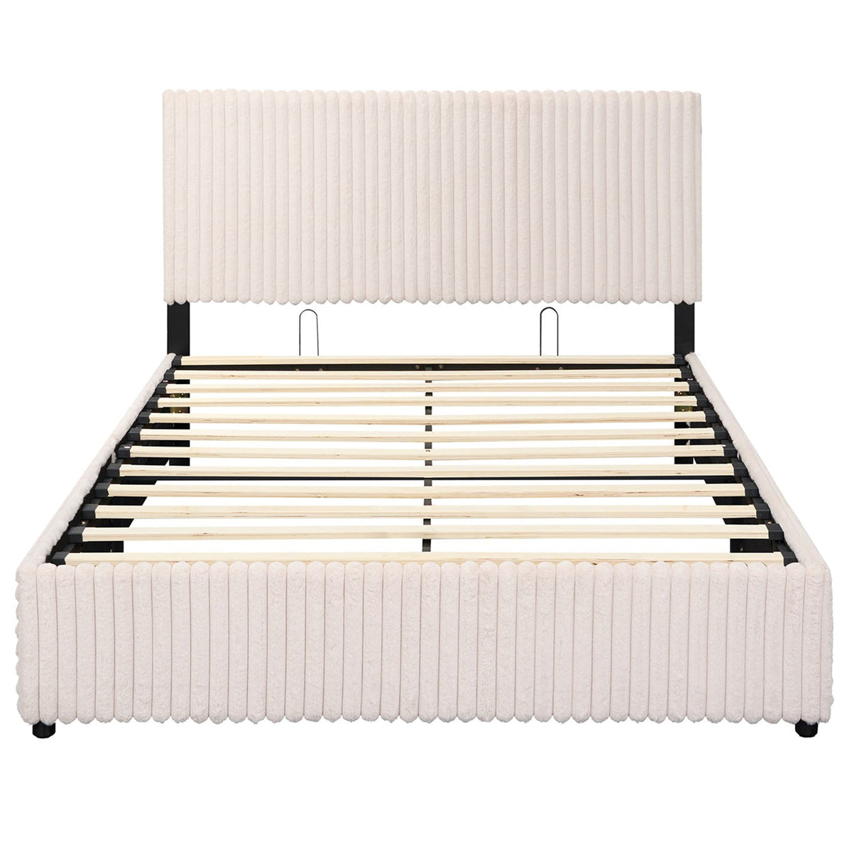 Queen Size Lift-up Storage Bed with Wooden Slat Support