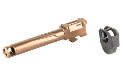 Radian Weapons RAMJET Barrel |  AFTERBURNER Compensator |  9MM |  DLC Finish |  Bronze and Black |  INTRA-LOK Mounting System |  Fits Glock 19/19X/45 Gen5 Atomic Defense