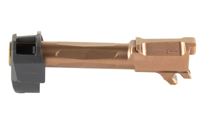 Radian Weapons RAMJET Barrel |  AFTERBURNER Compensator |  9MM |  DLC Finish |  Bronze and Black |  INTRA-LOK Mounting System |  Fits Glock 19/19X/45 Gen5 Atomic Defense