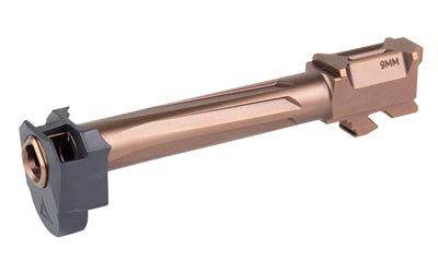Radian Weapons RAMJET Barrel |  AFTERBURNER Compensator |  9MM |  DLC Finish |  Bronze and Black |  INTRA-LOK Mounting System |  Fits Glock 19/19X/45 Gen5 Atomic Defense