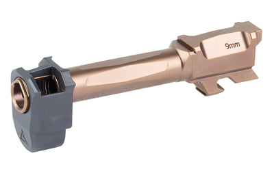 Radian Weapons RAMJET Barrel |  AFTERBURNER Compensator |  9MM |  DLC Finish |  Bronze and Black |  INTRA-LOK Mounting System |  Fits Glock 19/19X/45 Gen5 Atomic Defense