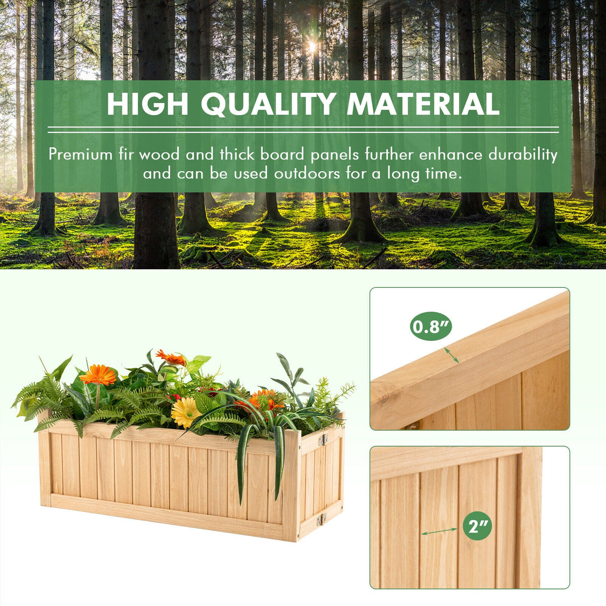 Folding Wooden Raised Garden Bed with Removable Bottom for Herbs Fruits Flowers DirectDeals