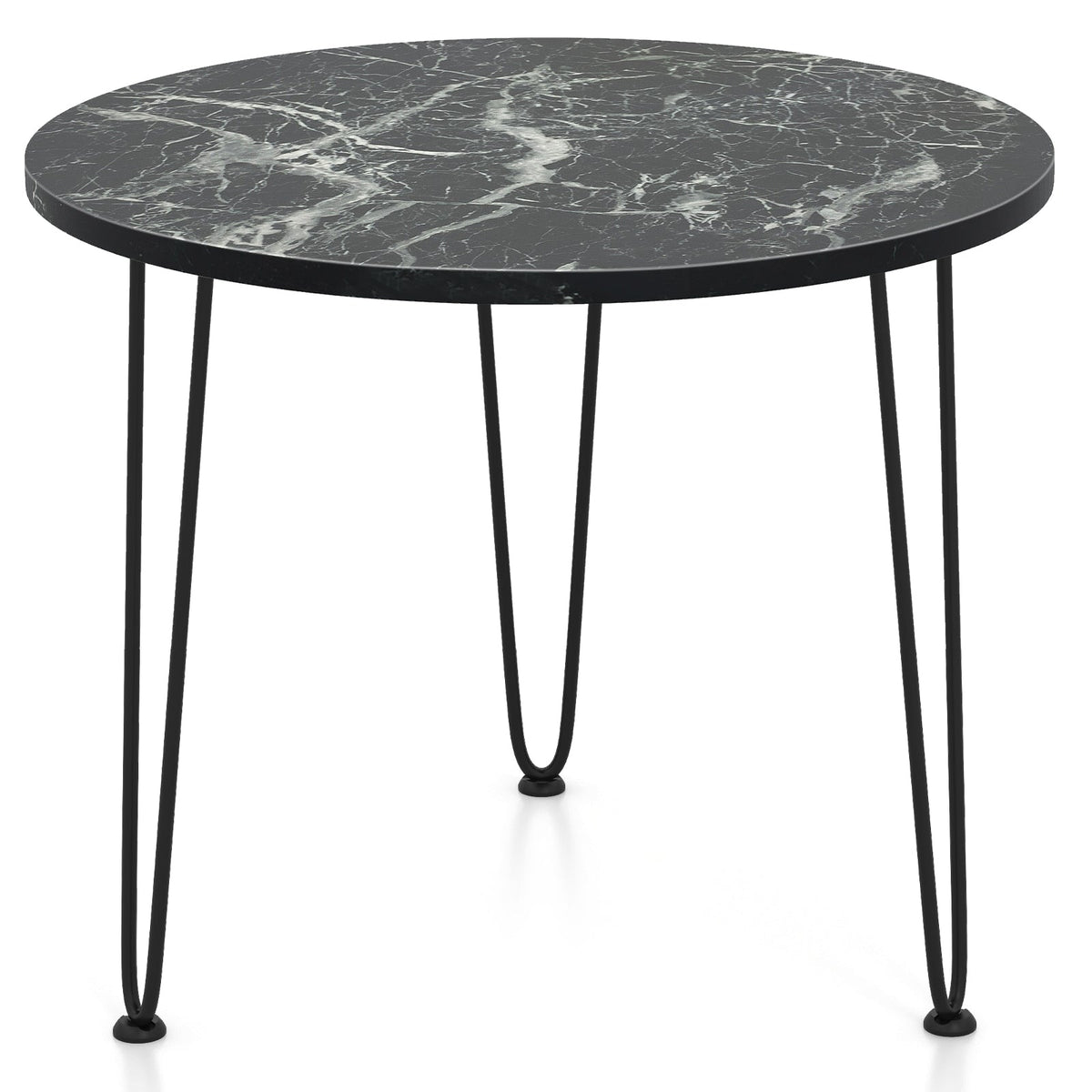 Round Coffee Table with Thickened Tabletop and Metal Tripod Legs