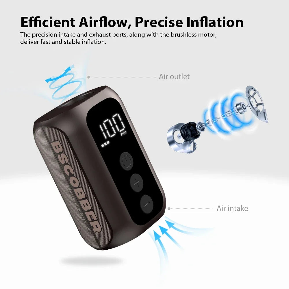 BSCOBBER A5mini Portable Air Pump | Wireless Rechargeable Tire Inflator 100PSI MyPetiteCar.com