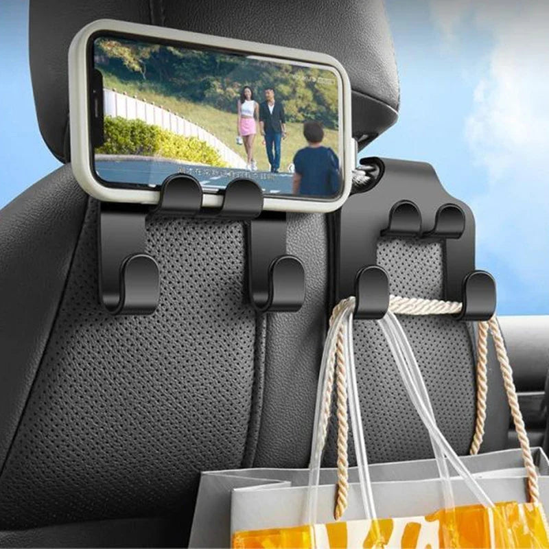 Car Seat Headrest Hook Hanger | Black Storage Organizer for Handbags, Purses, and Coats MyPetiteCar.com