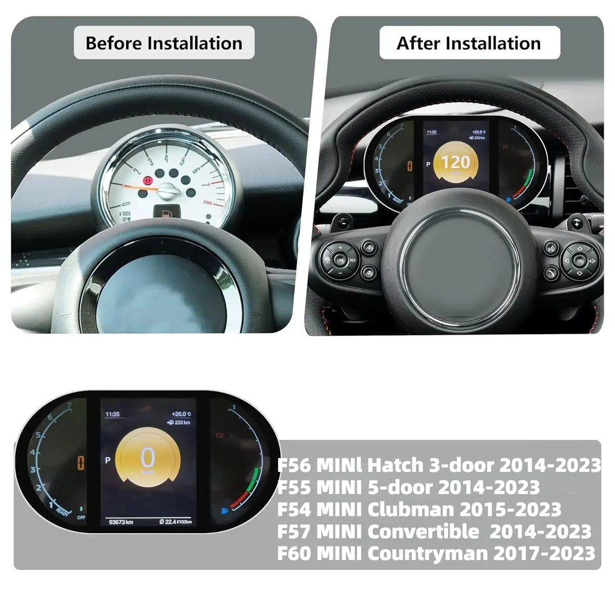 BMW Mini F Series Digital Speedometer Gauge 5.5 inch | Dashboard Instrument Cluster MyPetiteCar.com