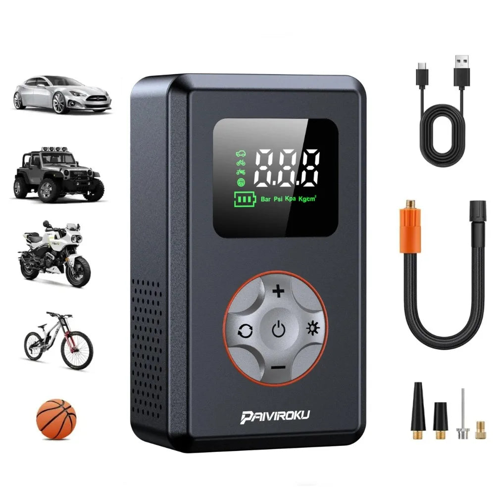 Portable Tire Inflator Cordless Air Compressor | 150 PSI Mini Bike Pump with LED Light MyPetiteCar.com