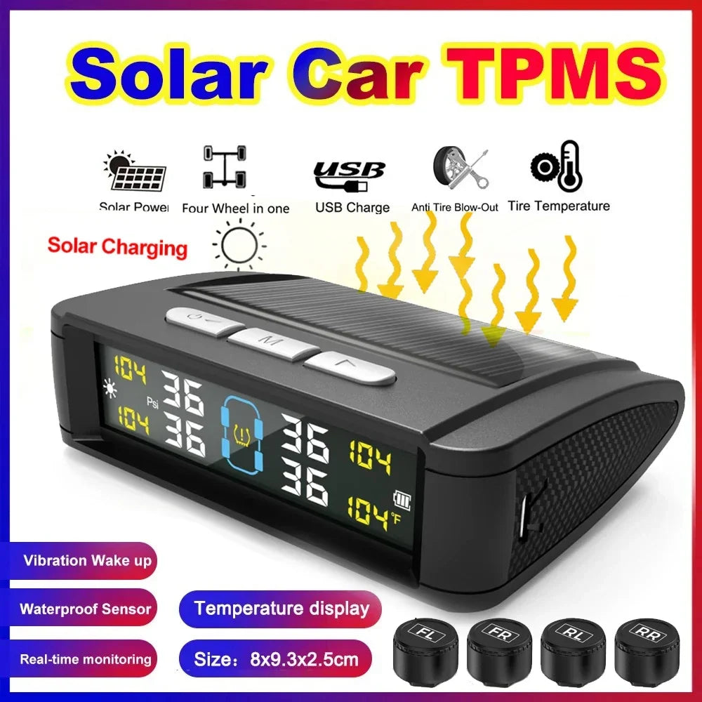 Car Tire Pressure Monitoring System | 4-Sensor TPMS with Solar Display MyPetiteCar.com