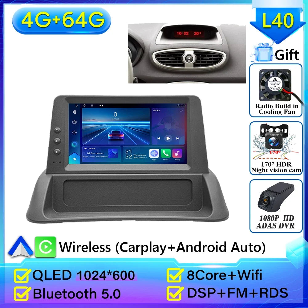 Carplay for Renault Clio 3 2005-2014 | Android 16 GPS Navigation Car Radio with 2K Screen