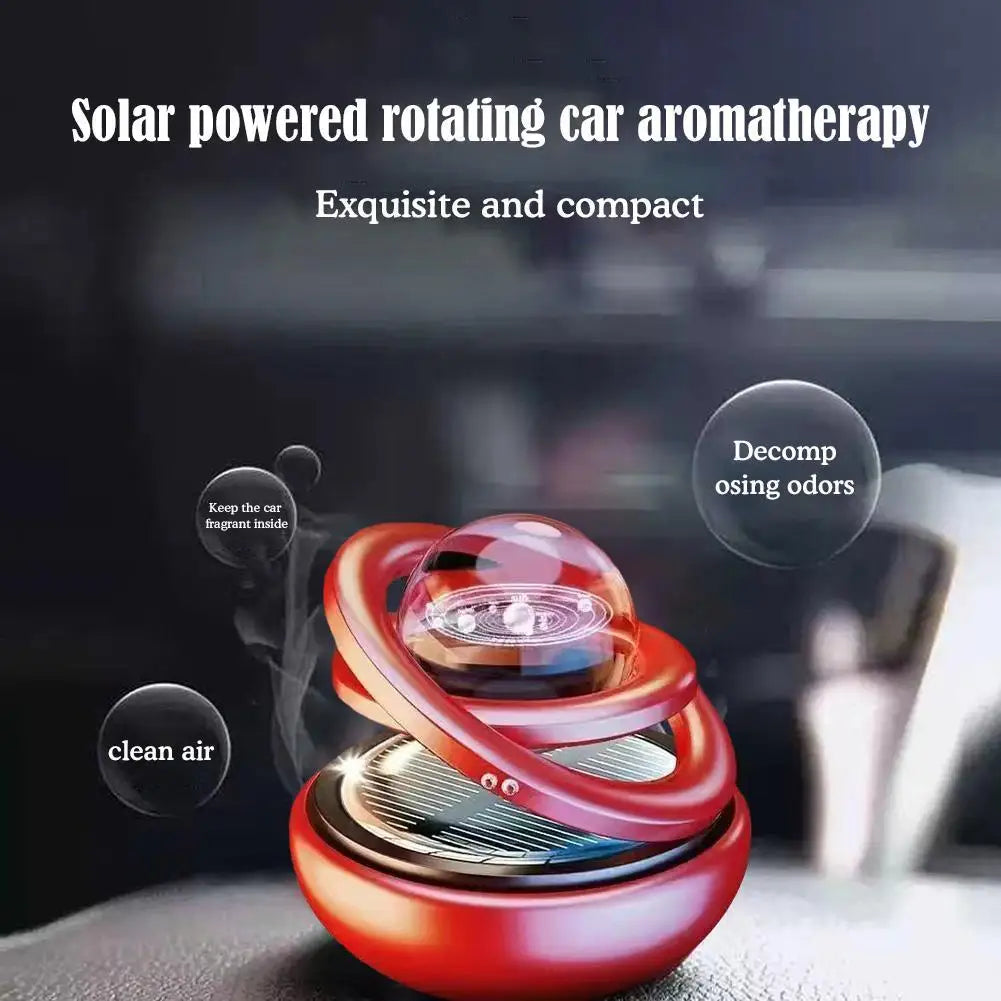 Car Air Freshener Solar Rotating Aromatherapy Star Ball Double Ring Suspended Ornament Diffuser Interior Decoration MyPetiteCar.com