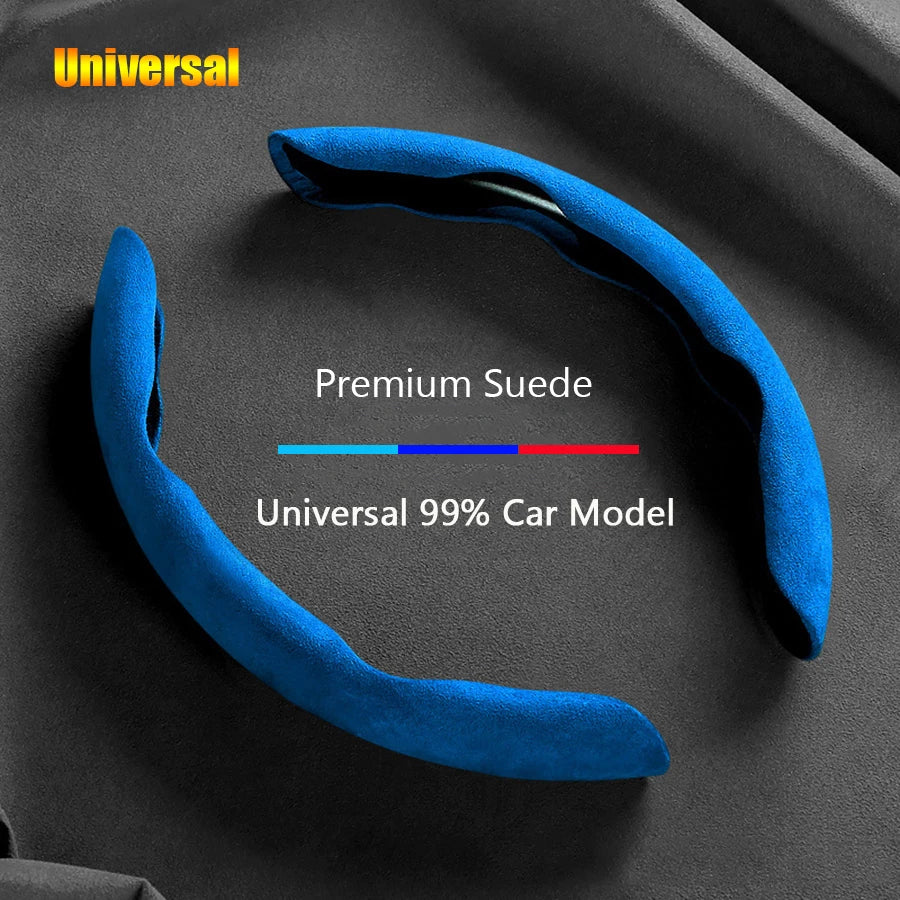 Suede Universal 38CM Car Steering Wheel Booster Cover Non-Slip Auto Interior Steer Protector Decoration Accessories-Brown MyPetiteCar.com