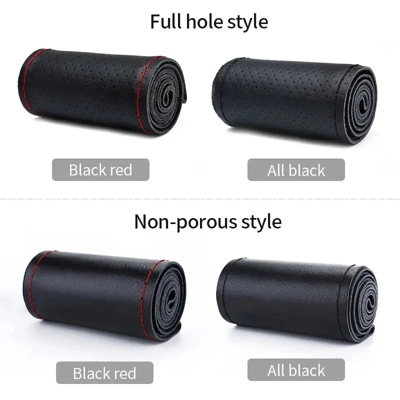 Genuine Leather Steering Wheel Cover For Car Braiding Steering Wheel Protector Covers Anti Scratch Steering Accessories MyPetiteCar.com