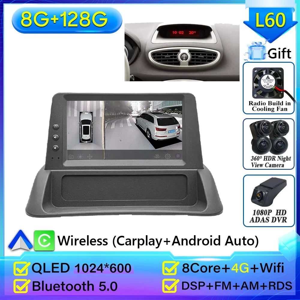 Carplay for Renault Clio 3 2005-2014 | Android 16 GPS Navigation Car Radio with 2K Screen