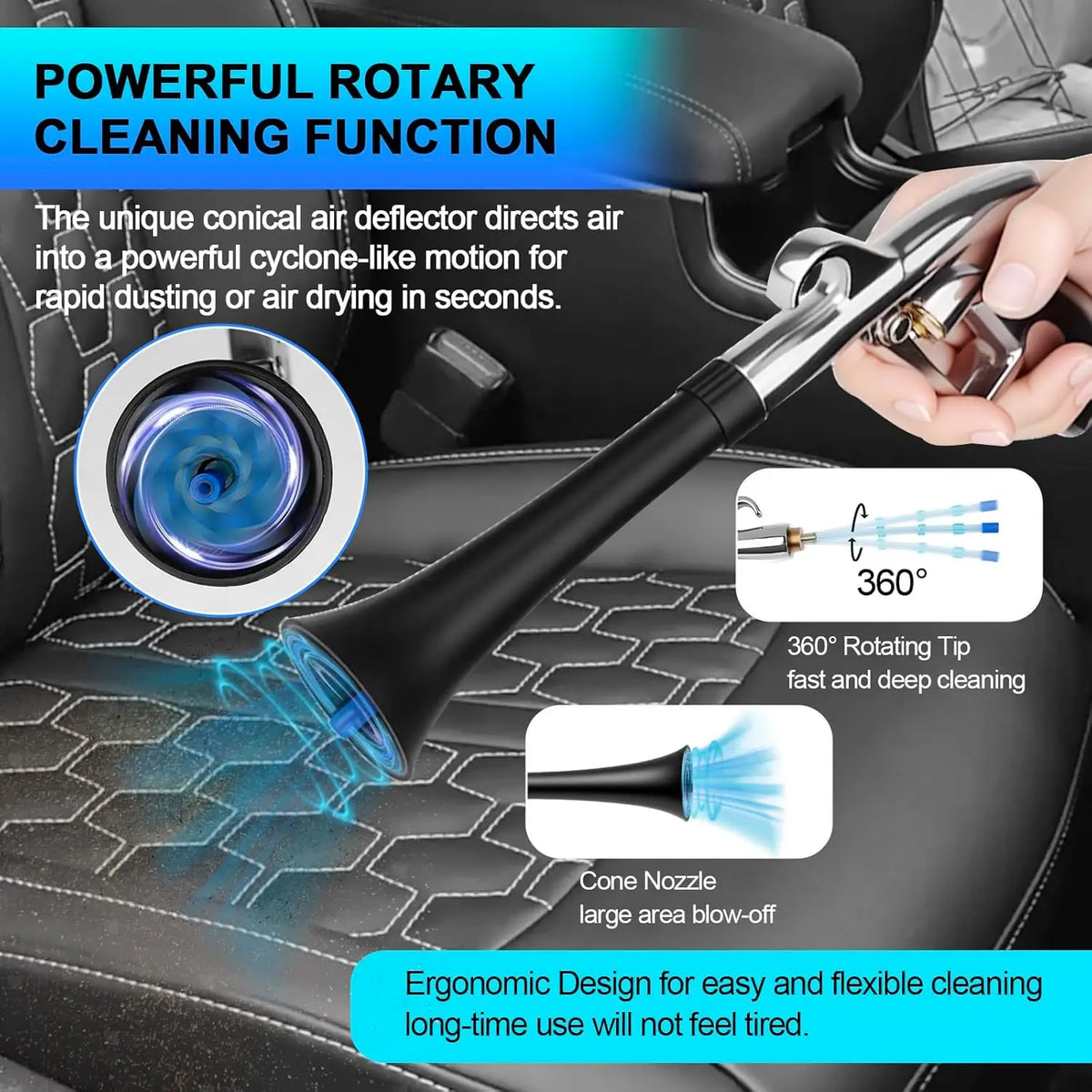 Car Cleaning Gun | High Pressure Air Blow Gun for Uncharged Interior Spraying MyPetiteCar.com