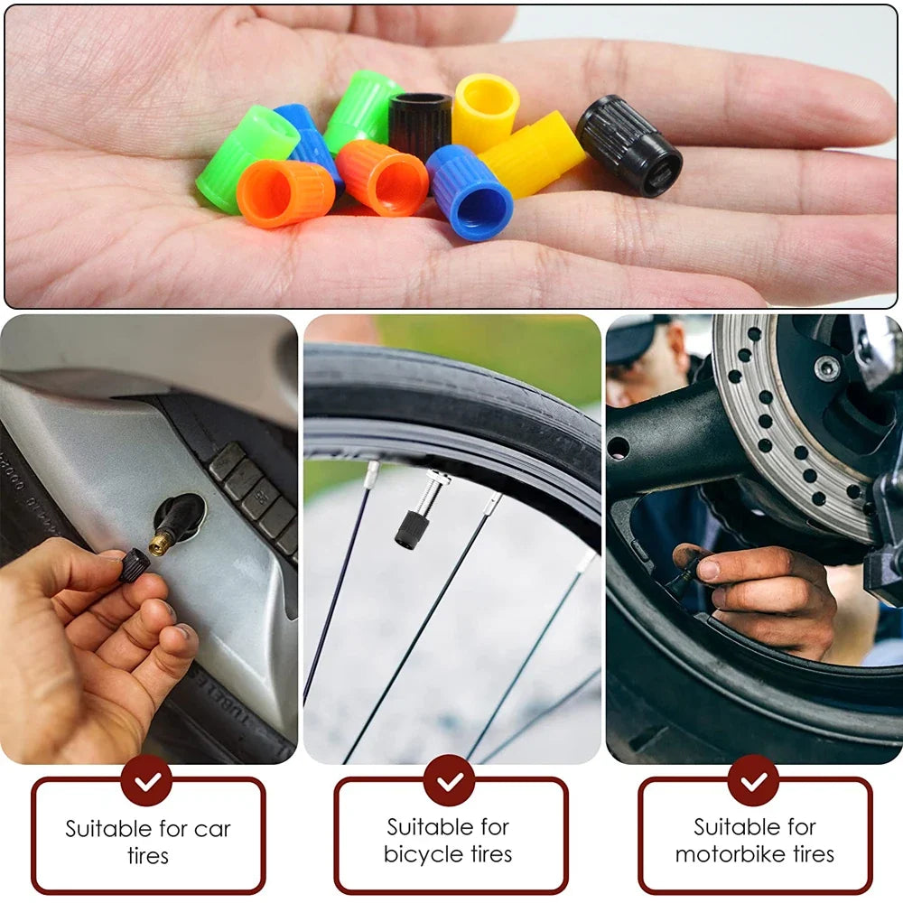 Plastic Tire Valve Caps with Built-in Valve Core Remover | Universal Stem Covers for Cars, Bikes, Trucks MyPetiteCar.com