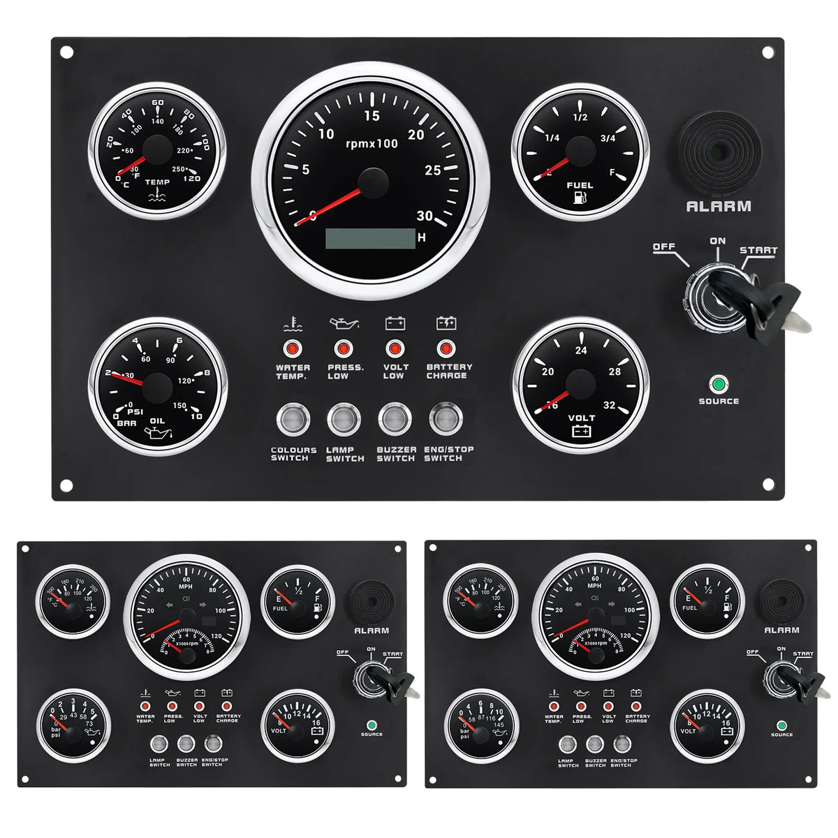 Car Boat Diesel Engine 5 Gauge Instrument Panel Set | GPS Speedometer Tachometer Fuel Oil Pressure Volt MyPetiteCar.com
