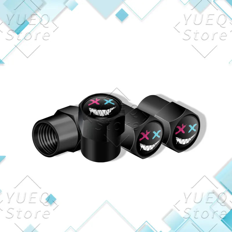 4Pcs XX Smiling Face Logo Pattern Car Tire Valve Caps | Universal Aluminum Tire Stem Covers MyPetiteCar.com